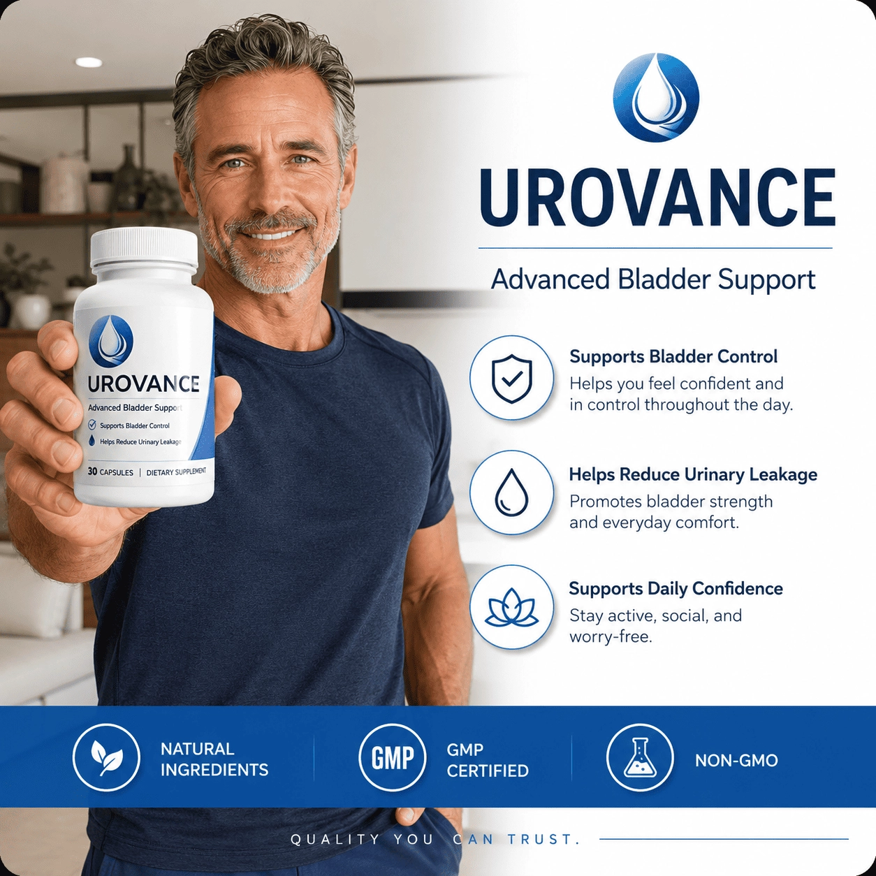 Urovance men's daily urinary wellness formula with 9 botanicals and 3 minerals