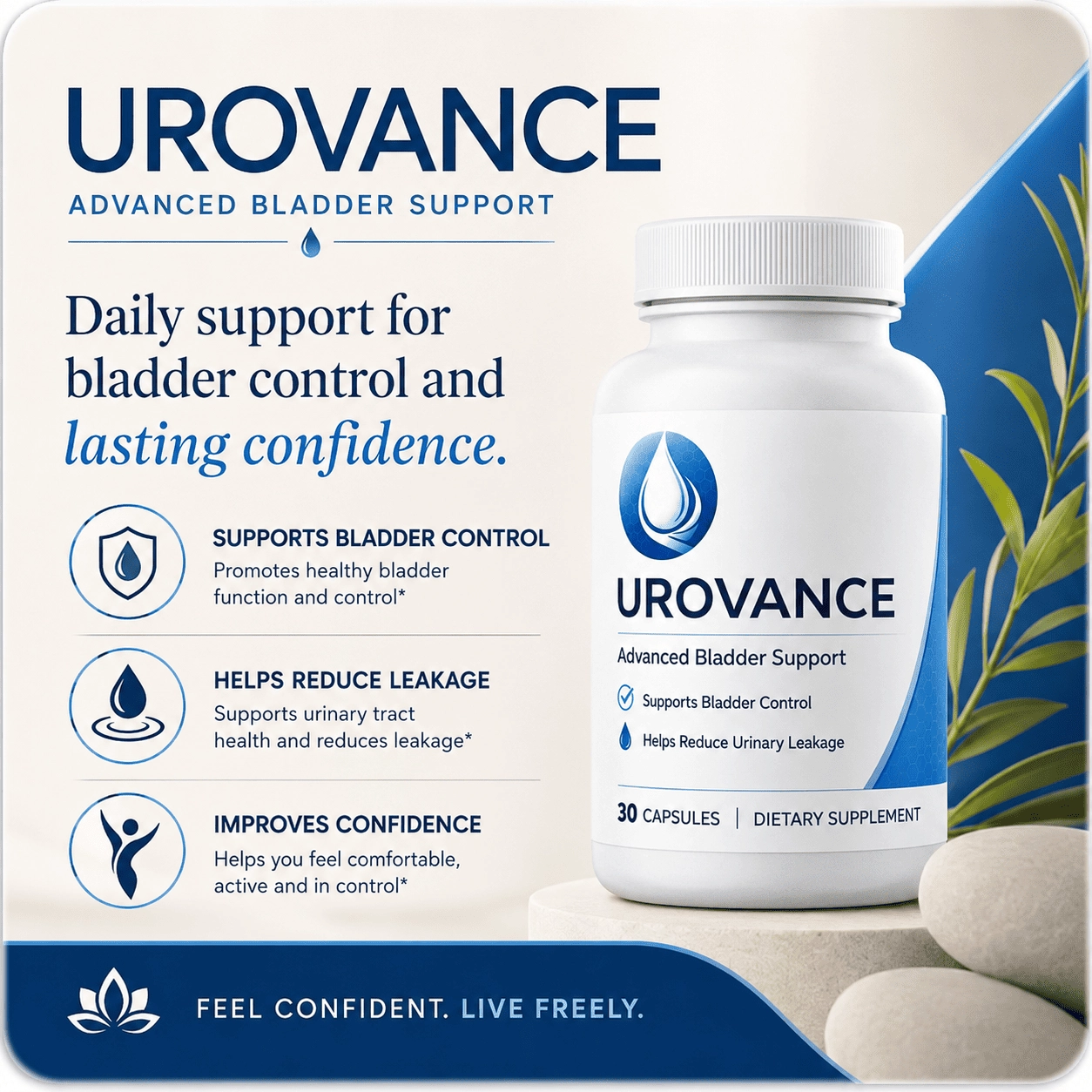 Urovance daily men's bladder wellness supplement bottle